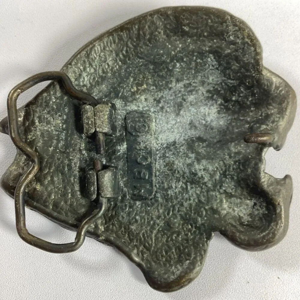 Vintage 1970s MBCI Mountain Lion Head Brasstone Belt Buckle